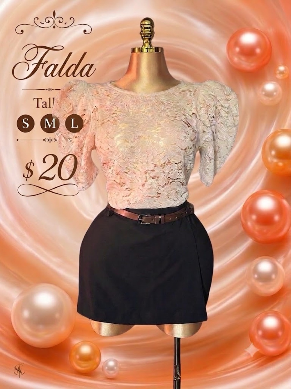 Women's Cream Lace Puff-Sleeve Top S/M/L